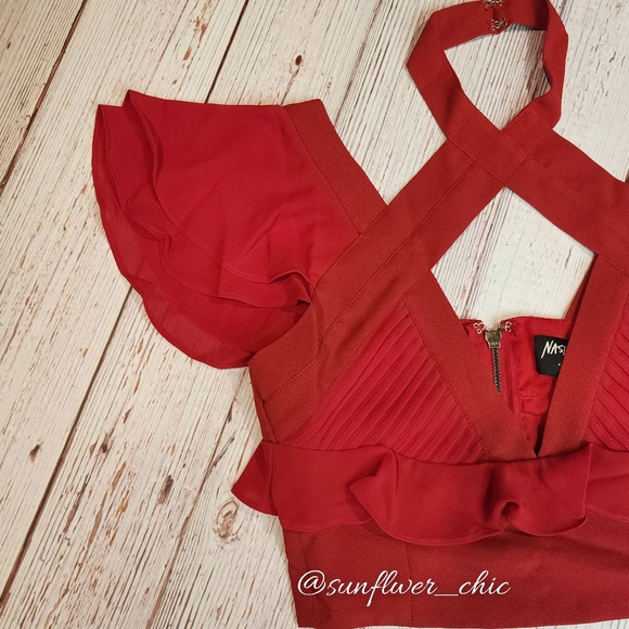[NEW] Nasty Gal Choker Flutter Sleeve Halter Crop Top - Picture 12 of 14